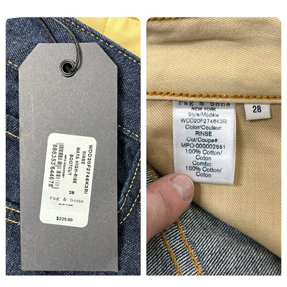 NWT Rag & Bone Maya High Rise Dark Wash Bootcut Jeans SZ 28 - Picture 9 of 11